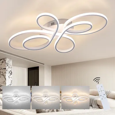 Image de ZMH Plafonnier LED Blanc Plafonnier à intensité variable avec télécommande 90W 100CM Lampe créative moderne pour salon chambre à coucher salle à manger bureau cuisine