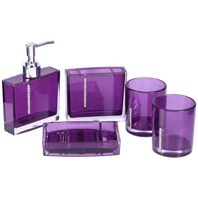 Image de 5PC/Set Acrylic Bathroom Accessories Bath Cup Bottle Toothbrush Holder Soap Dish