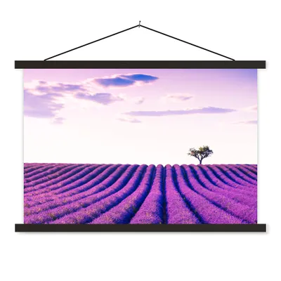 Produktbild von MuchoWow® Textilposter Lavendel - Bäume - Lila - Blumen 120x80 cm mit schwarzem Rahmen - Wanddeko