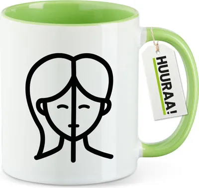 Produktbild von Huuraa Kaffeetasse Zwillinge Sternzeichen Symbol 330ml Grün Keramik Kaffeebecher Geschenkidee