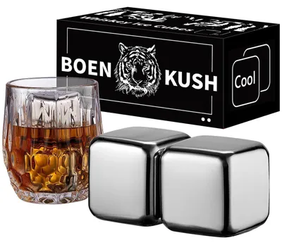 Produktbild von Whisky Steine Edelstahl 2er Set 64 cm³ wiederverwendbar für Getränke silbrig