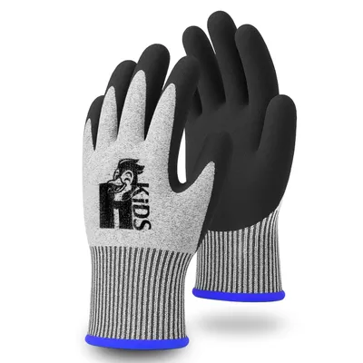 Produktbild von HOLZHELD Schnitzhandschuhe für Kinder – Schnittschutzhandschuhe Kinder, schnittfeste Handschuhe 4–11 Jahre – Kinder Arbeitshandschuhe Gr. 5