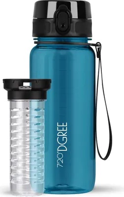 Produktbild von uberBottle crystalClear Trinkflasche mit Fruchtbehälter 650ml / Petrol Blue/ 720DGREE