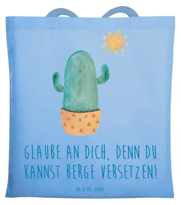Produktbild von Mr. & Mrs. Panda Shopping Tasche Selbstvertrauen stärken - Sky Blue - Geschenk, Büchertasche, Zuversicht, Schultasche, Selbstbewusstsein, Vertrauen, Tote Bag, Mut, Trost