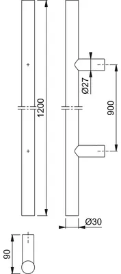 Obrázok produktu pre Stanggreep E5011-1200/900 mm, nerezová oceľ, rovná, úchytka na dvere