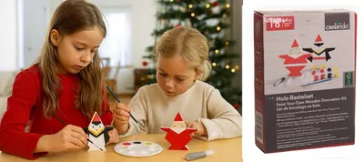 Produktbild von Crelando Kreativset Holzfiguren zum Malen Weihnachtsmann Glitter