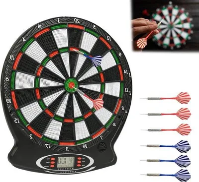Produktbild von Elektronische Dartbord für Erwachsene und Kinder mit digitaler LED-Anzeige und Softtip-Dartpfeilen, elektronisches Dartbordset mit automatischer Punkteanzeige und 28 Spielen, 159 Modi, für den Innenbereich geeignet