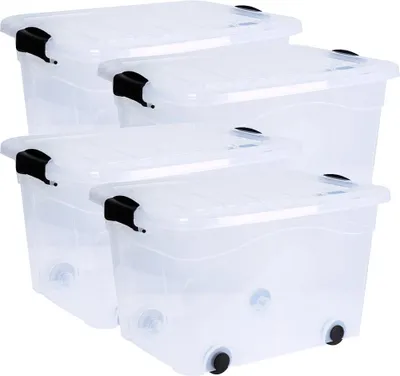 Produktbild von Aufbewahrungsbox Anzio 20 l 4er-Set mit Rollen
