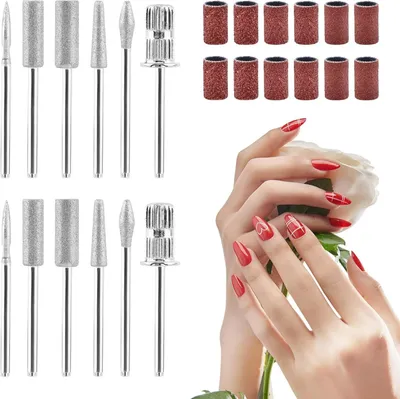 Productafbeelding van Nagelboren Set - Schuurbanden Polijstbits - Nagels Bewerken - 24 Delig Universeel - 2 Sets - Zilverkleurig