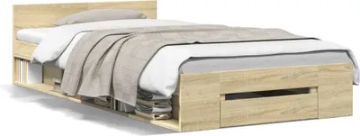 Obrázek produktu pro Maison Exclusive - Rám postele se zásuvkou dub sonoma 90 x 200 cm kompozitní dřevo