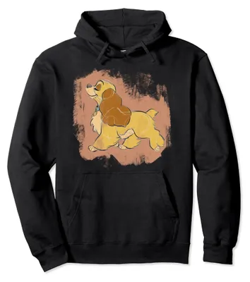 Productafbeelding van Disney, Lady en het Romantische Avontuur: Hoodie met afbeelding van Lady in een gestileerde, verweerde stijl