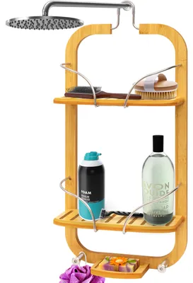 Productafbeelding van SereneLife doucheplank, ophangbaar, shampoohouder voor de douche, gemaakt van bamboe