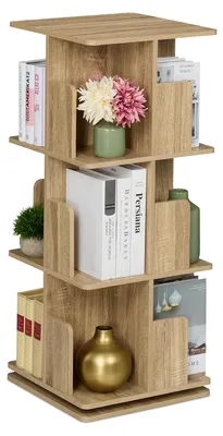 Drehbares Bücherregal, 3 Etagen, Holzoptik, 95x39x39 cm