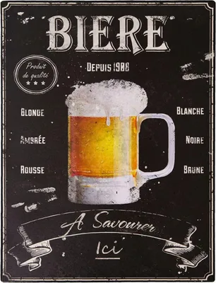 Obrázok produktu pre Antic Line Biere retro dekoratívna kovová plaketa pre pub bar 25x33 cm