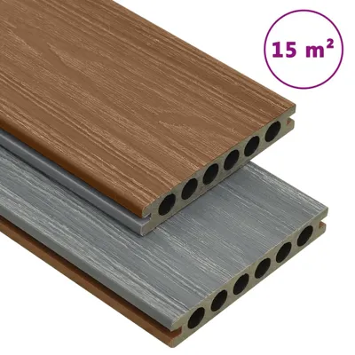 Produktbild von The Living Store WPC Terrassendielen mit Zubehör Braun und Grau 15 m² 4 m