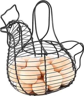Produktbild von Famanu Eierhalter mit Griff für Eier, Obst und Gemüse - Schwarz