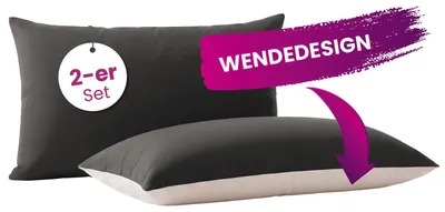 Produktbild von wometo Kissenbezug im Doppelpack & Wende-Design ca. 40x80 cm – grau & hellgrau – farblich perfekt abgestimmt auf die Mikrofaser Steppdecke I klassischer Hotelverschluss I 2-farbige Optik I OEKO-TEX