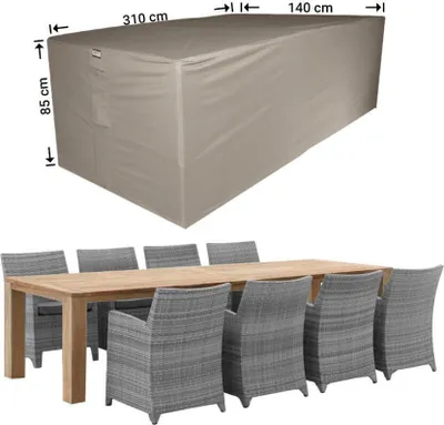 Produktbild von Raffles Covers Abdeckhaube für Gartenmöbel Sitzgruppe 310 x 140 H: 85 cm | Atmungsaktiv | Wasserdicht | UV-beständig | Elastischer Kordelzug