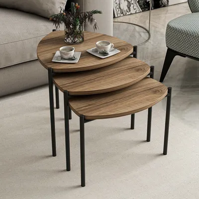 Produktbild von Skye Decor, Lenny - Walnut, Beistelltische, Satztisch (3-teilig), Nussbaum, 45 x 45 x 45 cm