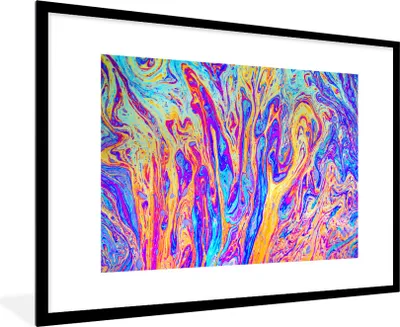 Produktbild von MuchoWow® Gerahmtes Poster Kunst - Farben - Psychedelisch 90x60 cm - Poster mit Schwarzem Bilderrahmen Wandposter Rahmen Foto Bilder - Wanddekoration - Fotos