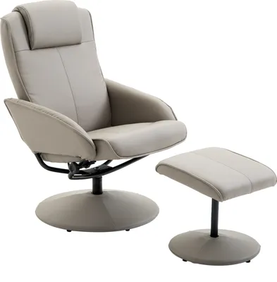 Produktbild von HOMCOM Relaxsessel Sessel Fernsehsessel Armsessel 360° drehbar mit Fußstütze Grau L78 × B71 × H101 cm
