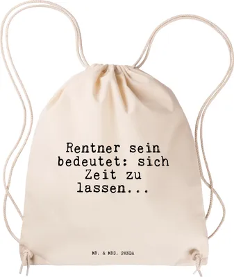 Produktbild von Mr. & Mrs. Panda Jutebeutel Rentner sein bedeutet: sich... - Transparent - Geschenk, Pensionierung, Kleiner Rucksack, Stoffbeutel, Sprüche, Sportbeutel, wander, Beutel