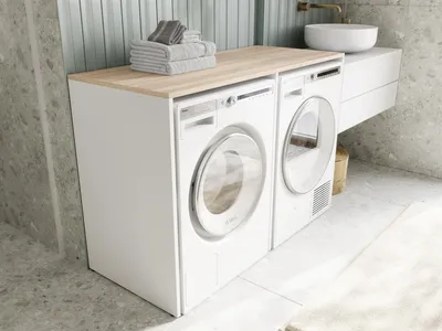 Produktbild von DORA Waschmaschinenschrank 130 cm breit  Überbauschrank Waschmaschine oder Wäschetrockner Schrank für Bad Weiß/Sonoma Eiche