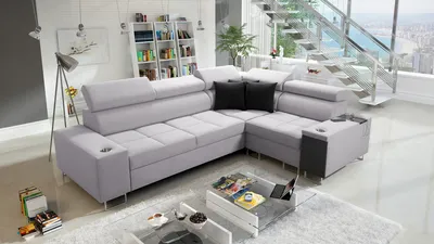 Produktbild von Ecksofa mit Schlaffunktion Sofa MOREN II Eckcouch L-Form Rechts Grau SAWANA 84 IM SOFA