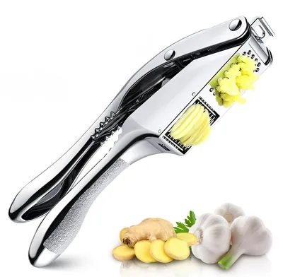 Knoblauchpresse 2-in-1, Edelstahl, ergonomischer Griff, spülmaschinenfest