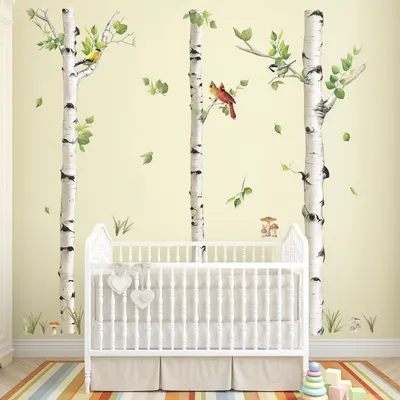 Produktbild von Omgoods – Wandsticker, große Birkenbaum – Wanddekoration für Kinder – Wanddekoration für Schlafzimmer – Wanddekoration für Wohnzimmer – Wandsticker mit Tieren – Wandsticker mit Blumen
