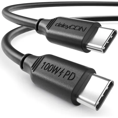 Produktbild von deleyCON 1,5m USB-C Kabel PD3.0 100W Schnellladekabel - Schwarz