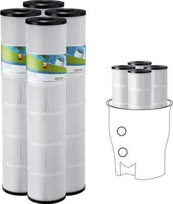 Produktbild von Pool Filterkartusche - Ersatzfilter für Kartuschenfilter 4er-Pack - Große Filterfläche 12 m² - Trilobal-Faser plissiert - Waschbar - Hohe Durchflussrate - Langlebig