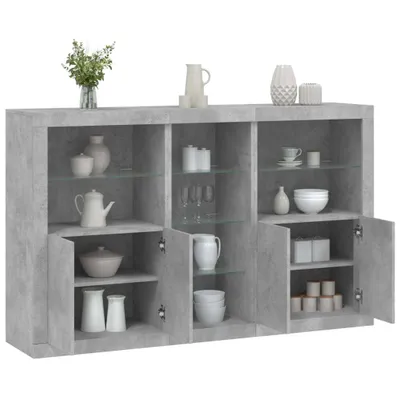 Zdjęcie produktu dla vidaXL Kredens z oświetleniem LED betonowy szary 162x37x100 cm
