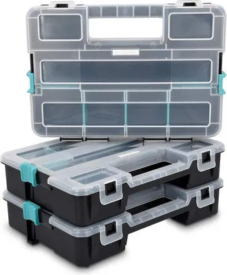 Image de Boîte de rangement professionnelle à 3 compartiments, 31,5 x 22,5 x 19,8 cm