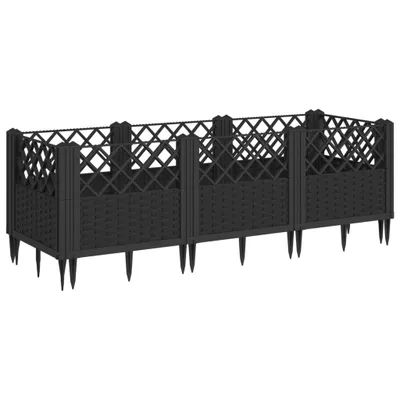 Obrázok produktu pre Záhradný kvetináč s kolíkmi čierny 123,5x43,5x43,5 cm PP