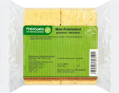 Produktbild von Poensgen Mais Knäckebrot glutenfrei mit krosser Textur Packung 75g
