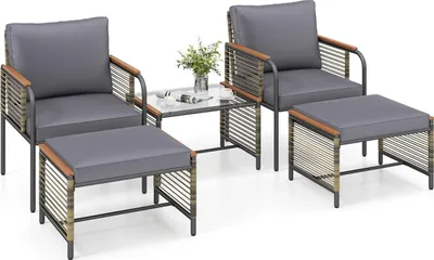 Image de Rattan Garden Furniture Set with Cushions & Table, Grey