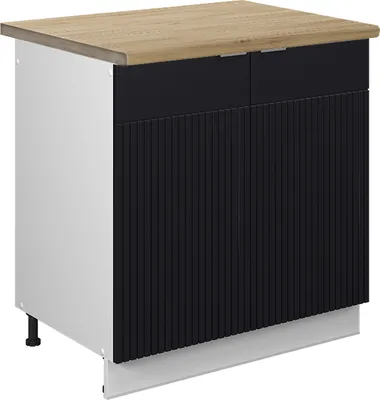 Produktbild von Spülenunterschrank Vicco Fame-Line Schwarz gestreift 80 cm , AP Eiche, Model 50916