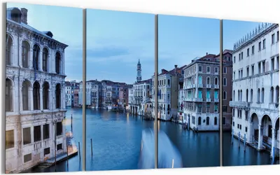 Produktbild von DEQORI Glasbild Echtglas 4x30x60 cm 'Abendliches Venedig' Wandbilder XXL groß