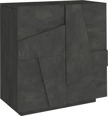 Produktbild von Schuhschrank Joel, Mehrzweckschrank mit 2 Türen, Eingangsschuhregal, 100% Italy, cm 81x38h86, Schiefer mit Detail