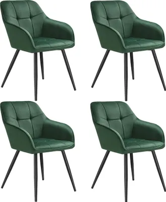Image de Chaise MARILYN en velours - vert foncé/noir, Lot de 4