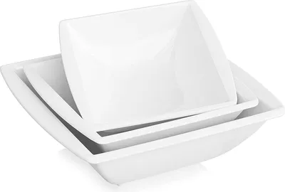 Produktbild von MALACASA, Serie Blance, 3 tlg. Porzellan Schüsseln Set Salatschüsseln Suppenschäle 9,25/8 / 6,75 Zoll Cremeweiß