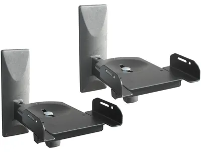 Produktbild von 2 x Universal Lautsprecher Halterung - schwenkbar neigbar drehbar - bis 12 kg - für Boxen Heimkino Studio - schwarz Modell: BH5BK