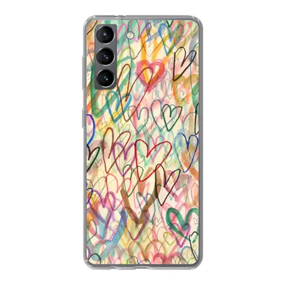 Produktbild von MuchoWow® Handyhülle Schutzhülle Hülle für Samsung Galaxy S21 Eine Illustration mit Herzen im Hintergrund Silikon Softcase Handy Hülle - Softcase