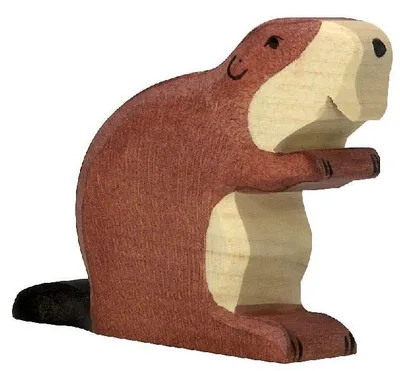 Produktbild von Holztiger Biber Holz-Spielfigur, handgefertigt & handbemalt, 7,2 cm hoch, 8,5 cm lang