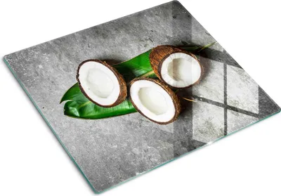 Produktbild von Tulup Glas Herdabdeckplatte Glaskeramikkochfeld-Abdeckung Spritzschutz Glasabdeckplatte Kochplattenabdeckung und Schneidebrett - Einteilig - 60x52 cm Kokoshälfte