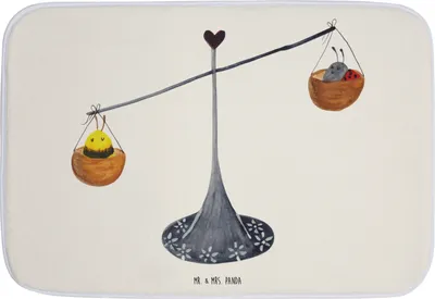 Produktbild von Mr. & Mrs. Panda Badematte Sternzeichen Waage - Weiß - Geschenk, Duschvorleger, Marienkäfer, Badvorleger, Badteppich, Geburtstag Oktober, Badläufer, Badezimmerteppich