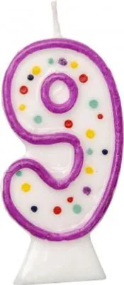 Produktbild von Bunte Glitzer Zahlenkerze Pink 9