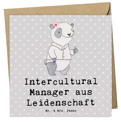 Produktbild von Mr. & Mrs. Panda Klappkarte Intercultural Manager Leidenschaft - Grau Pastell - Geschenk, Grußkarte, Glückwunschkarte, anlasskarte, faltkarte, doppelkarte