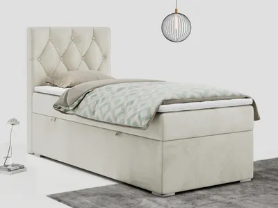 Produktbild von Einzelbett mit Bettkasten, jungenbetten 90 cm, Boxspringbett - ALDA - 90x200cm - links - Beige - H3